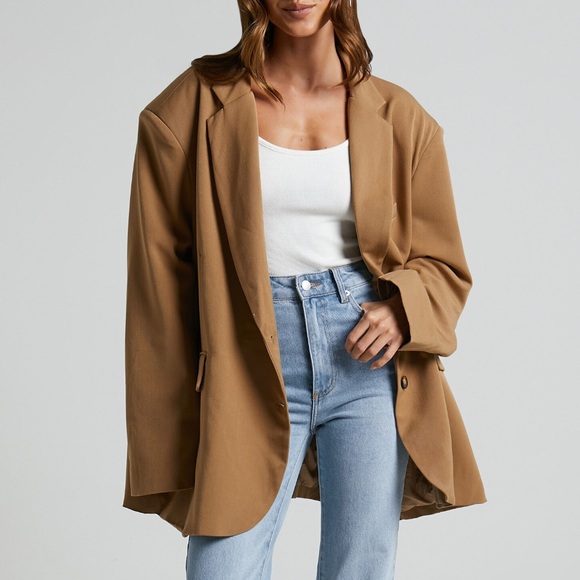 Amalea Blazer - Oversized Boyfriend Blazer in Mocha - Picture 8 of 10